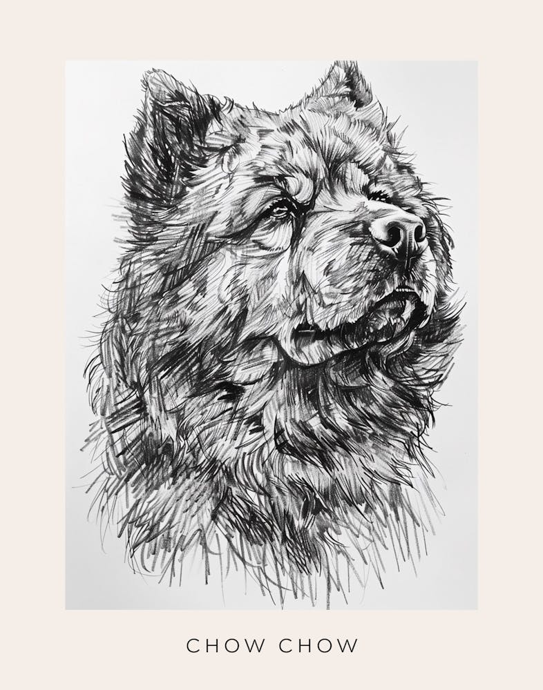 Chow Chow Hund Strichskizze 1 Poster
