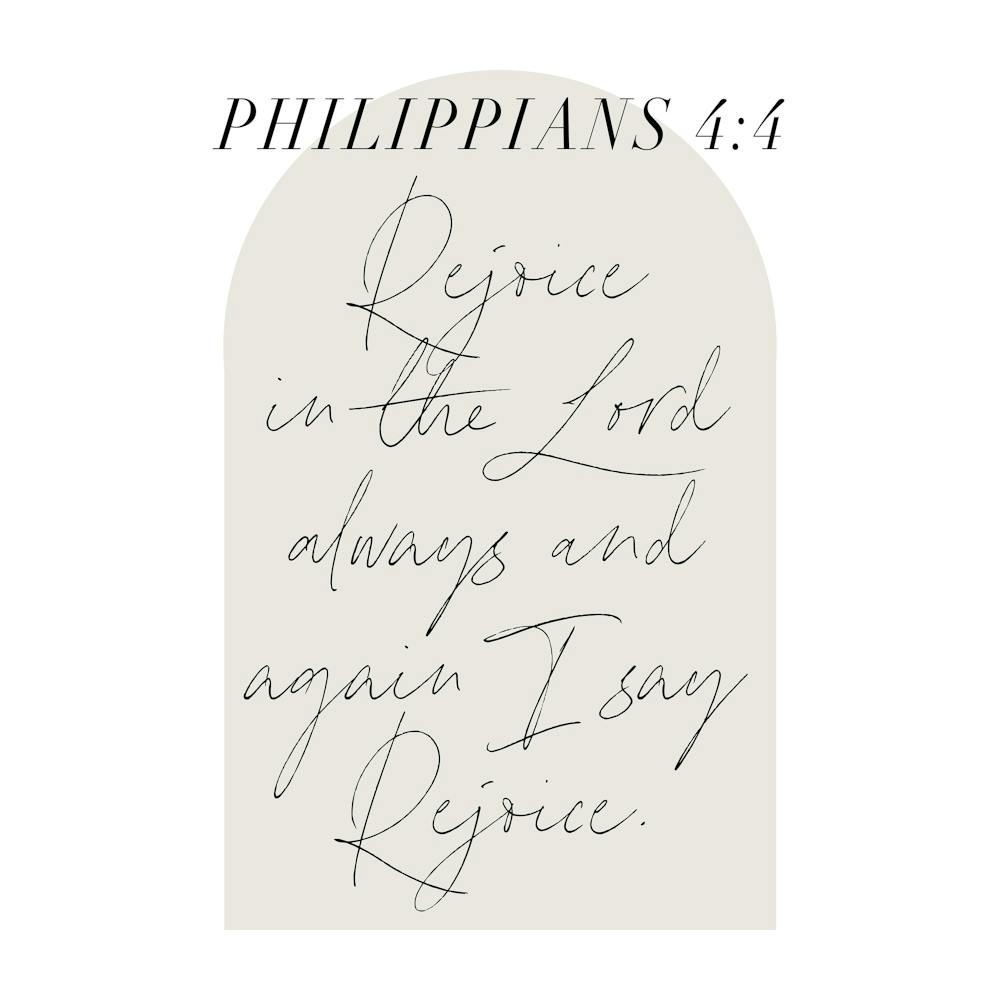 Réjouissez-vous toujours dans le Seigneur; je le répète, réjouissez-vous! -Philippiens 4:4 Script Bohème Minimaliste Arche Beige 1