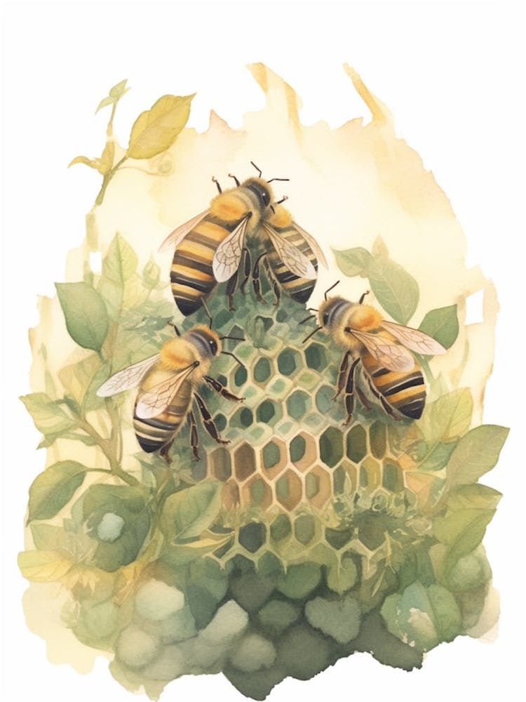 Bienenanzug Biene Bienenstock Aquarell-Illustration 4