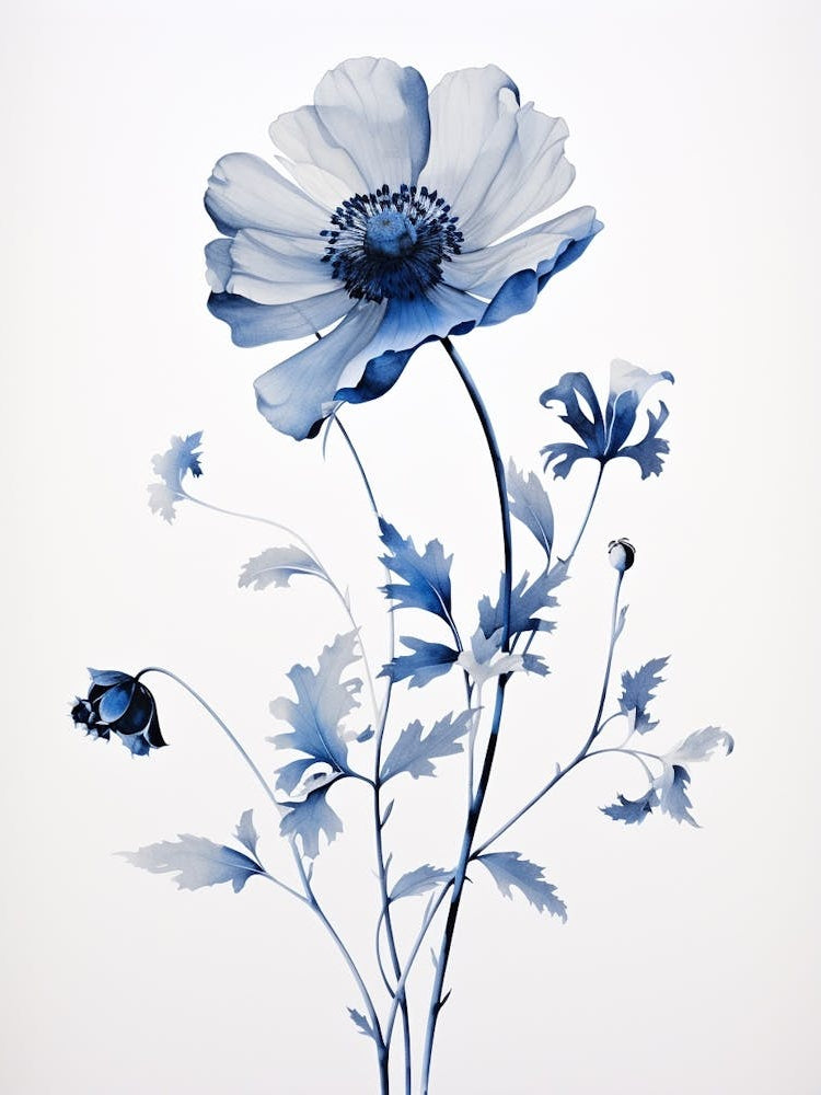 Pressed Flower Botanical Art Blue Flower