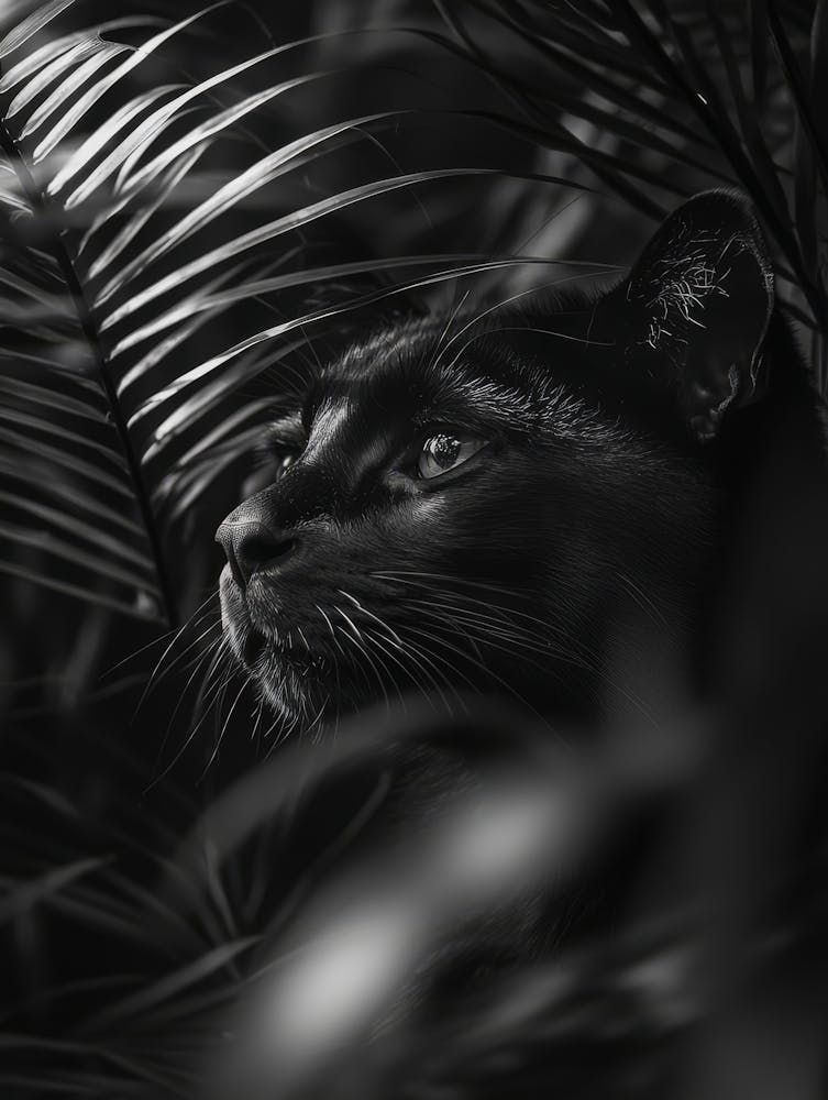 Black Cat In The Jungle.Generated AI. Wall 3