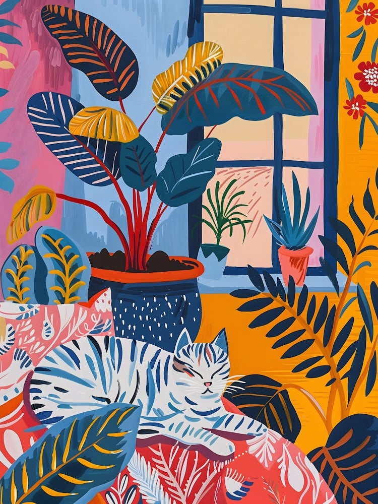 Matisse Inspired, Cat In The Window, Fauvism Style 1