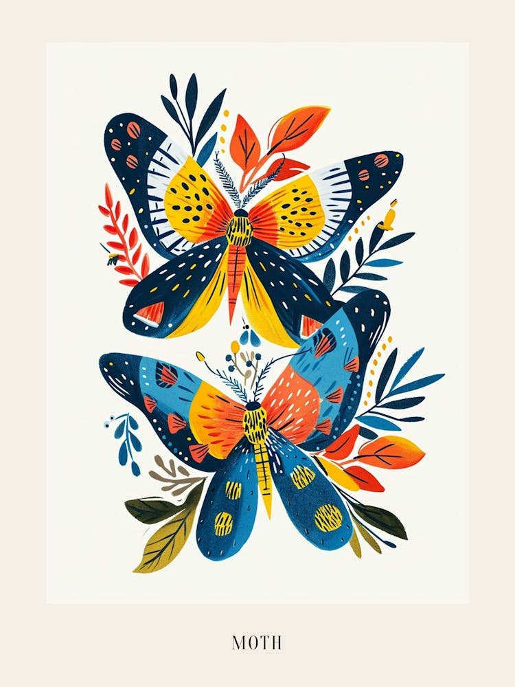 Colourful Insect Illustration Moth 25 Poster