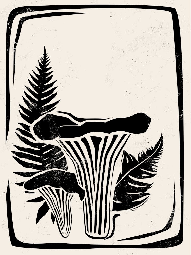 Mushroom Linocut Style 1