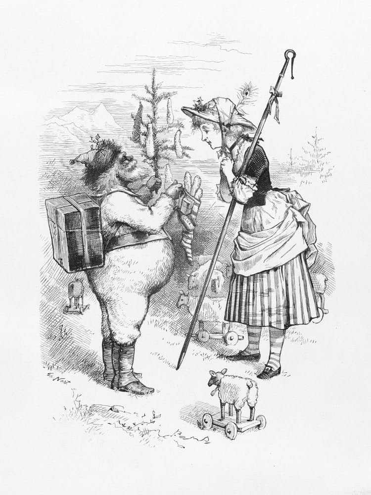 Santa Claus Et Little Bo Peep Croquis Impression 1