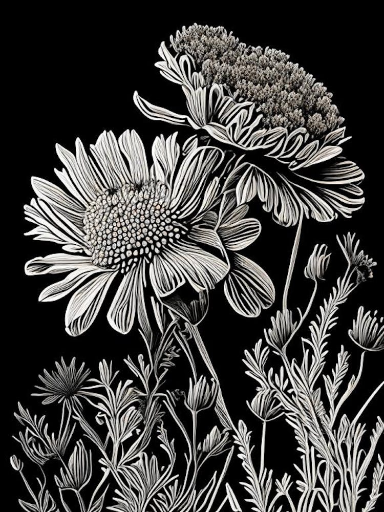 Desert Marigold Wildflower Linocut 1