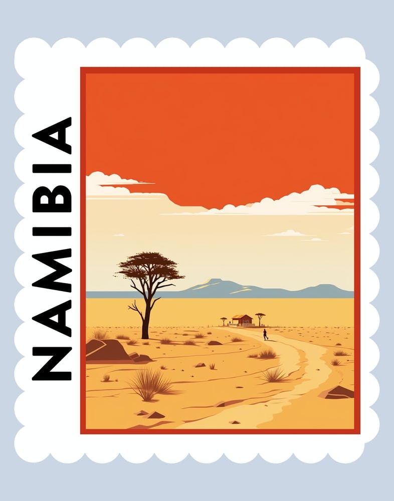 Namibia Travel Stamp Poster