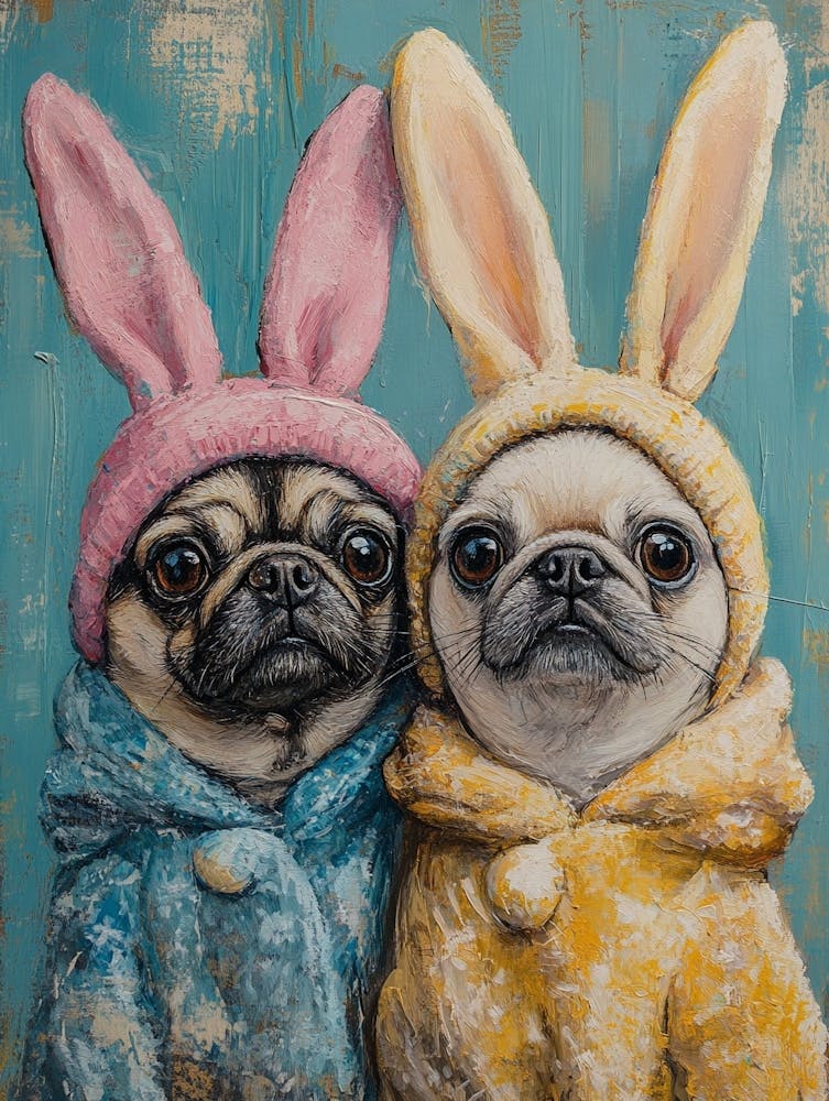 Pugs Dressed As Easter Bunnies