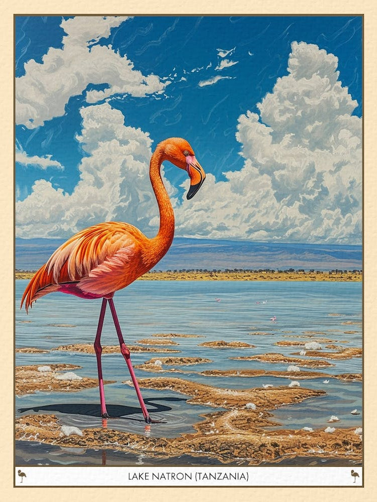 Greater Flamingo Lake Natron Tanzania Tropical Illustration 5 Poster