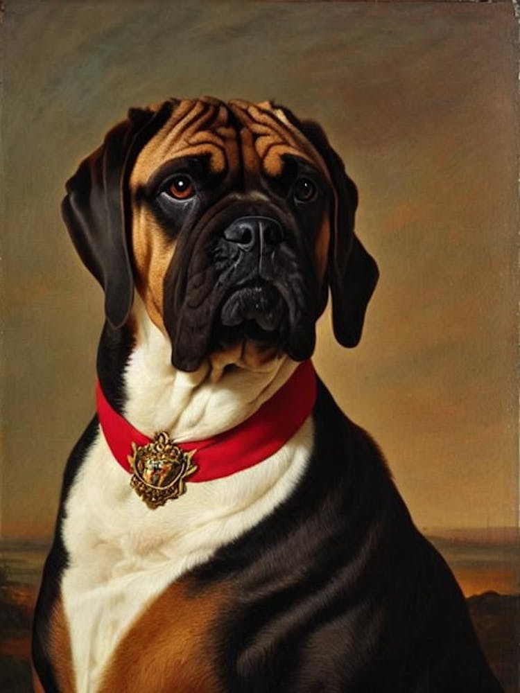 Bullmastiff Renaissance Portrait Oil Painting