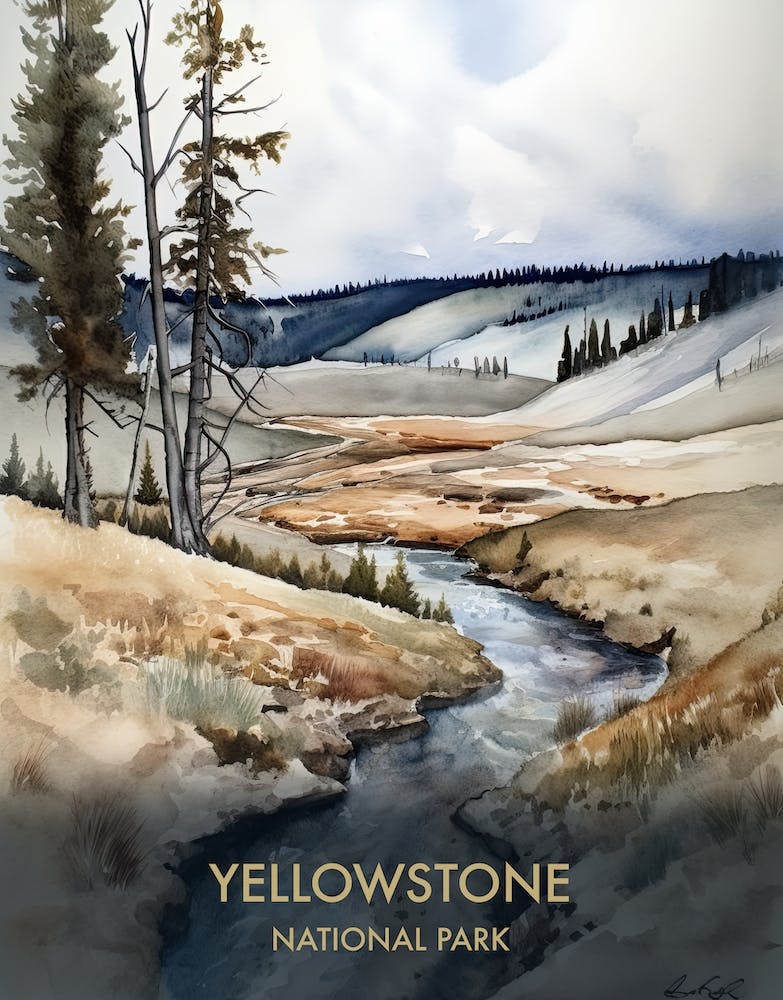 Yellowstone Park Watercolour 3