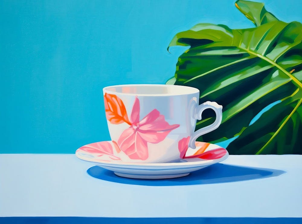 Coffee Cup Still Life Oil Painting, Modern Fine Art Gift, Retro Printable Art, Modern Kitchen Print, Digital Download, Living Room Decor