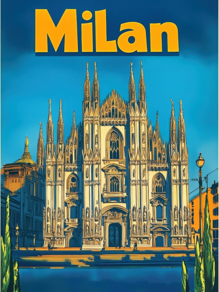 Aihrgdesign A Vintage Travel Poster Of Milan 2