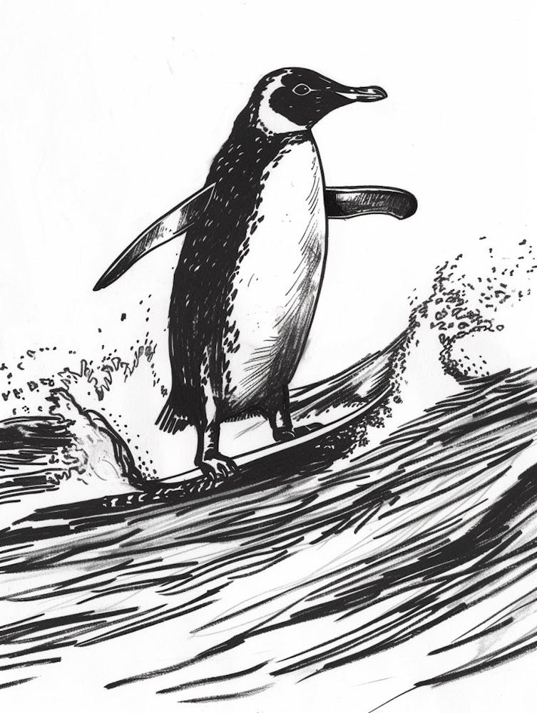 Kaiserpinguin Surft Wellen 1