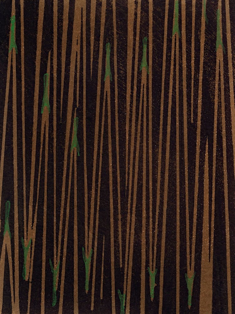 Vintage Ukiyo-e Woodblock Print Of Japanese Textile, Shima Shima, Furuya Korin (233)
