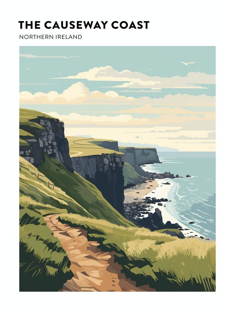 The Causeway Coast Way Northern Ireland 1 Hiking Trail Landscape Poster