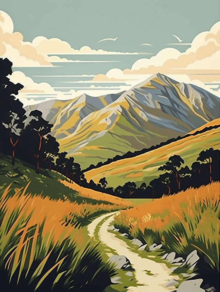 West Highland Way Ireland 2 Vintage Travel Illustration