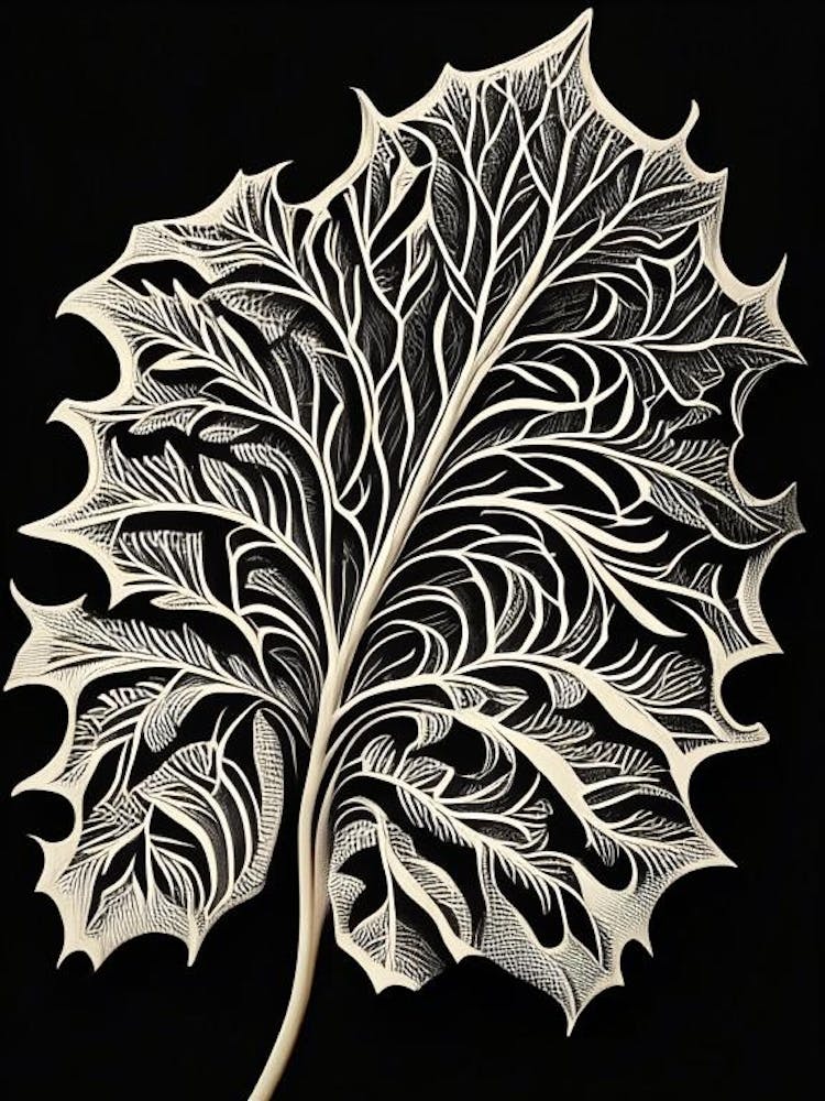 Peach Leaf Linocut 5