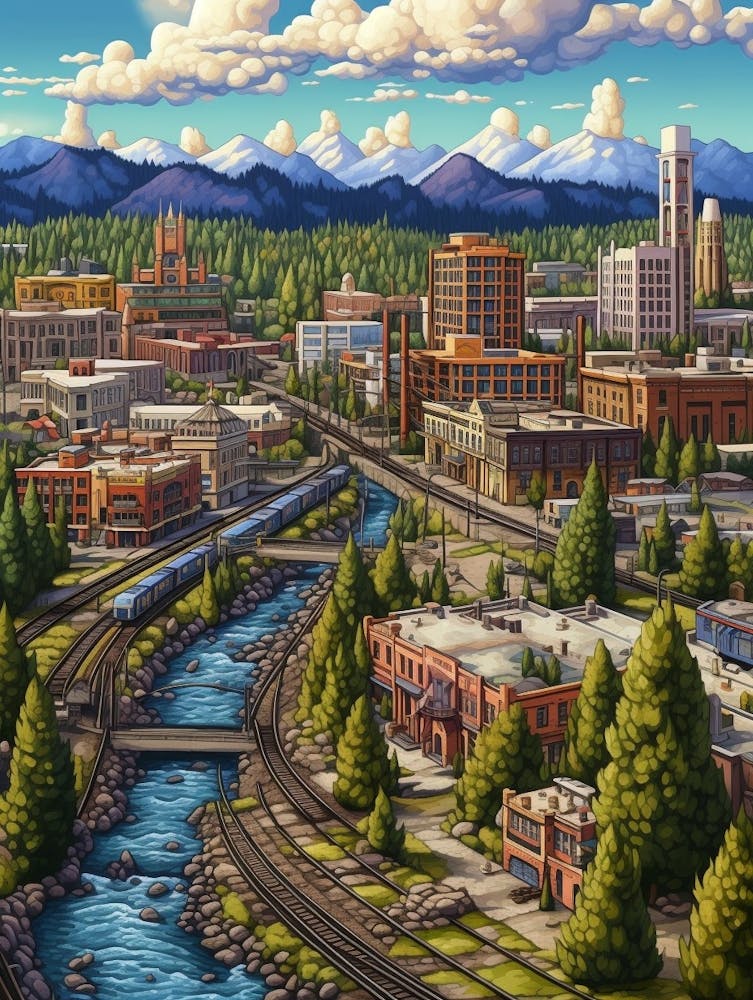 Spokane Washington Pixel Art 9