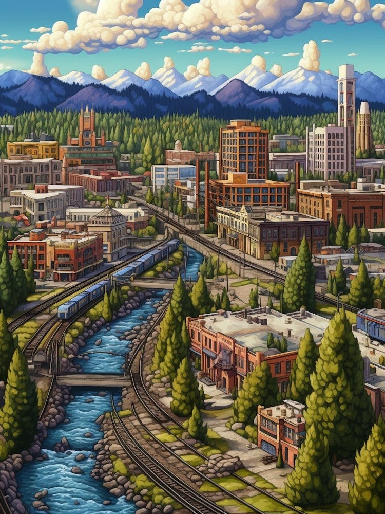 Spokane Washington Pixel Art 9
