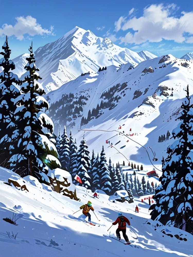 Skiers In The Mountains 3