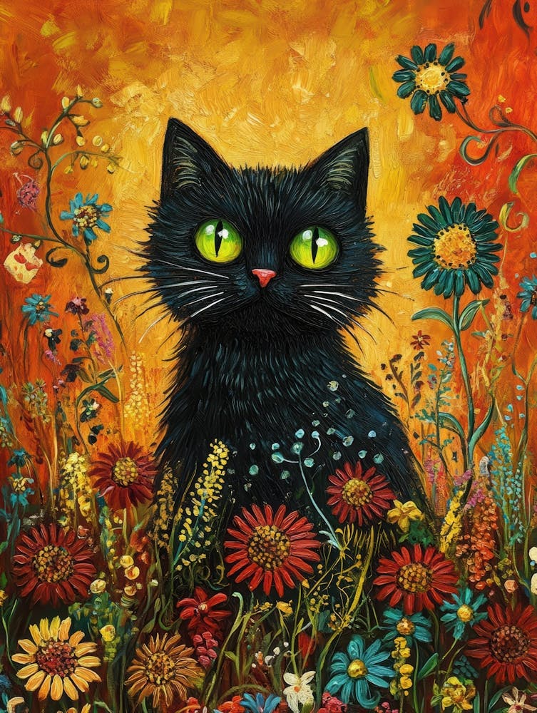 Chat Noir Dans Les Fleurs 3