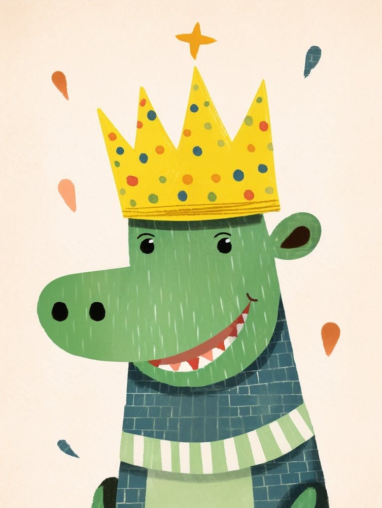 Little Alligator 2 Wearing A Crown