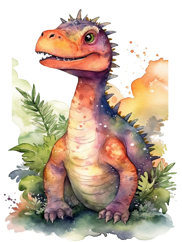Camarasaurus Cute Dinosaur Watercolour 2