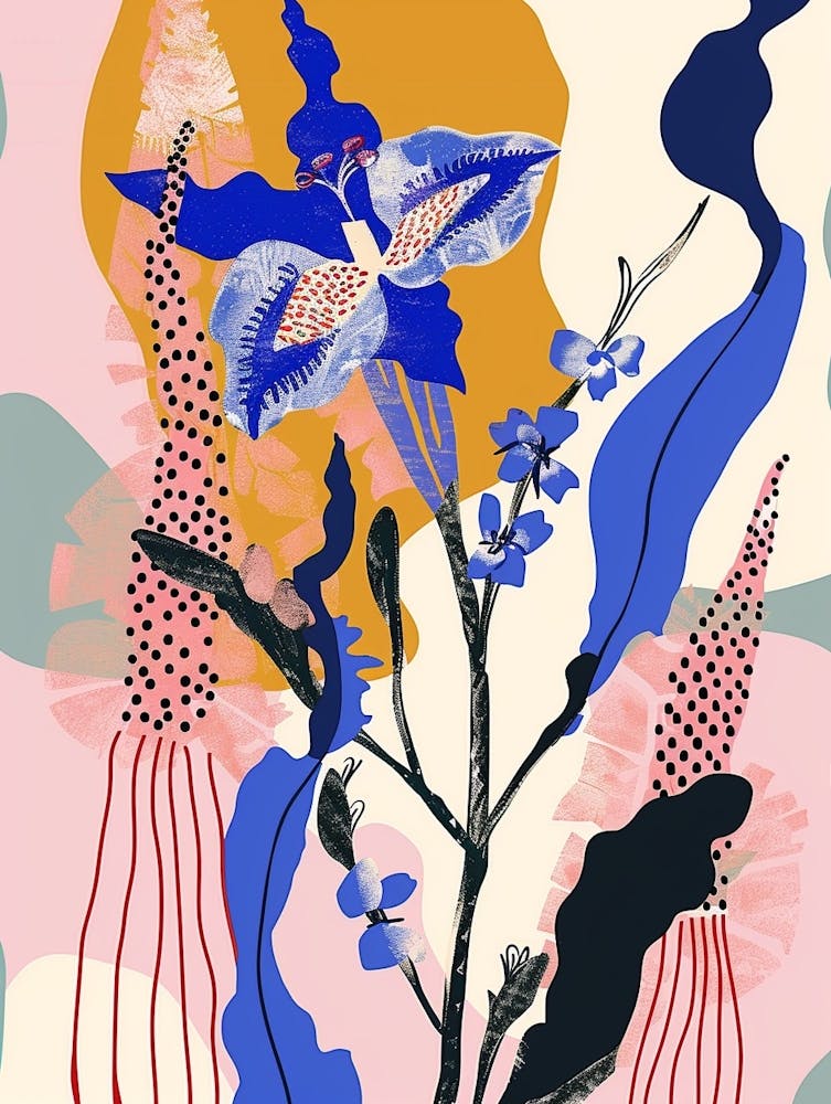 Colourful Flower Illustration Delphinium 4