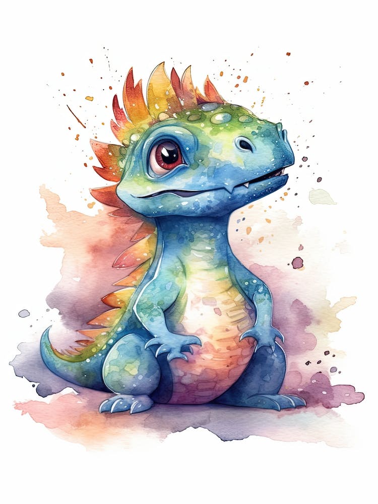 Alectrosaurus Cute Dinosaur Watercolour 1