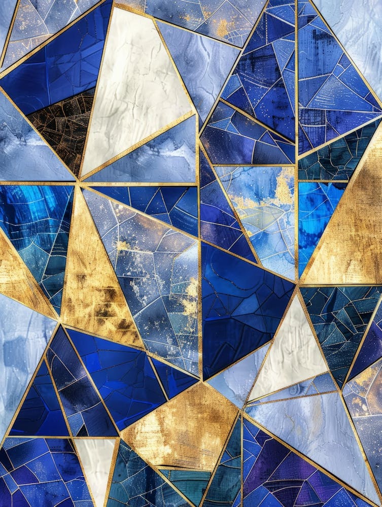 Abstract Blue And Gold Geometric Mosaic Background