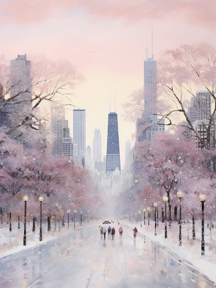 Dreamy Winter Painting Chicago Usa 4