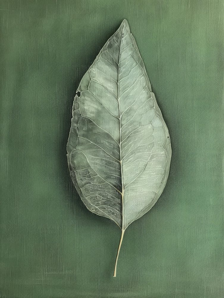 Leaf On A Green Background 1