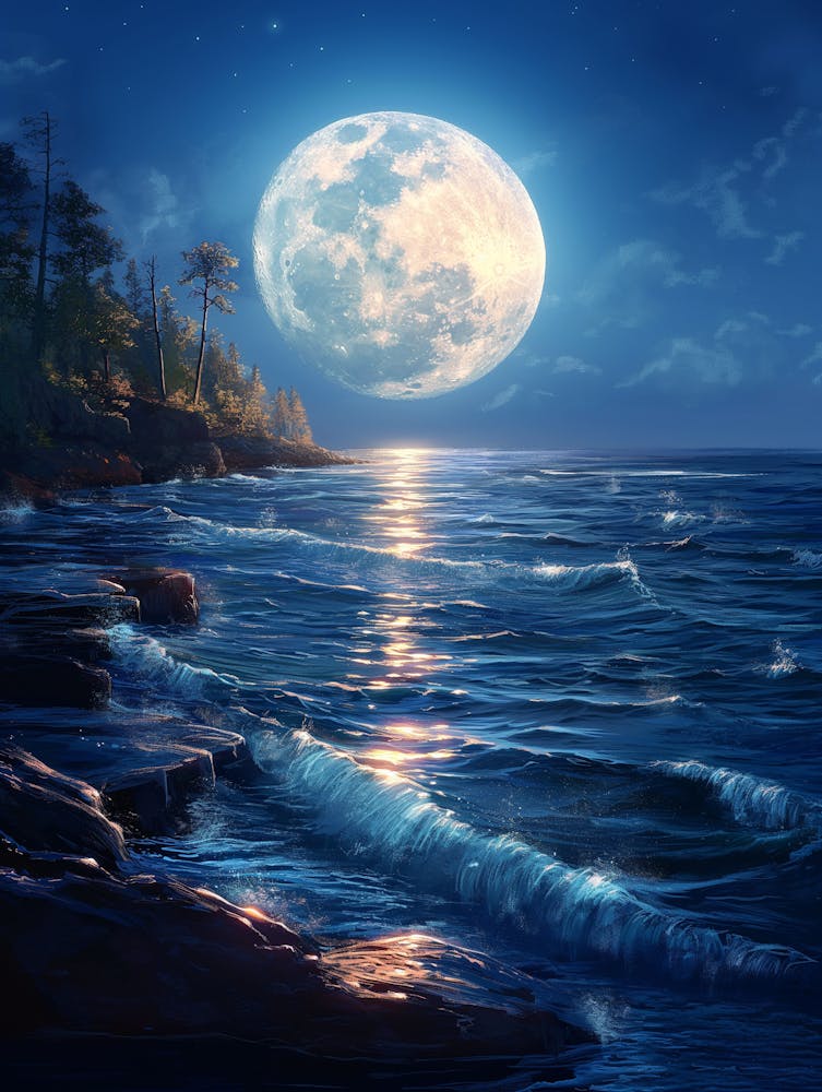 Full Moon Over The Ocean 4