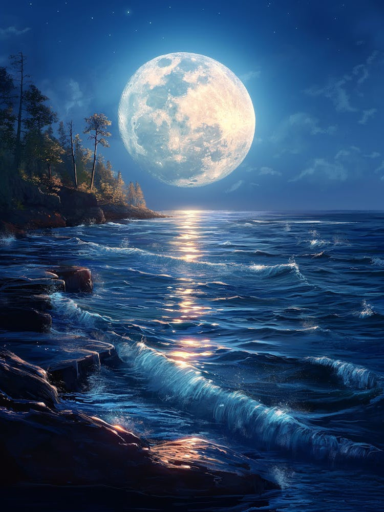 Full Moon Over The Ocean 4