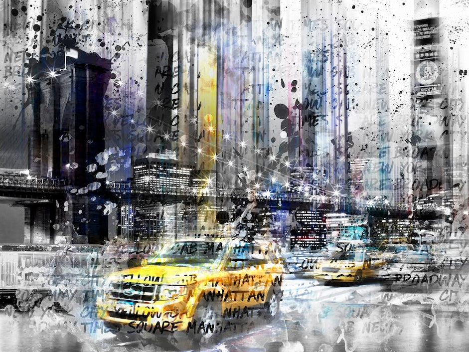 Modern Art Brooklyn Bridge and Skyline New York