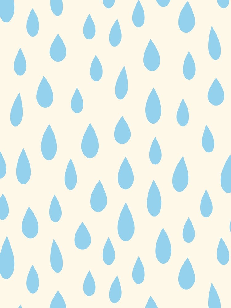 Little Falling Rain Drops Blue on White