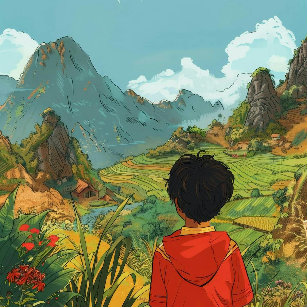 Boy Looking At The Mountains