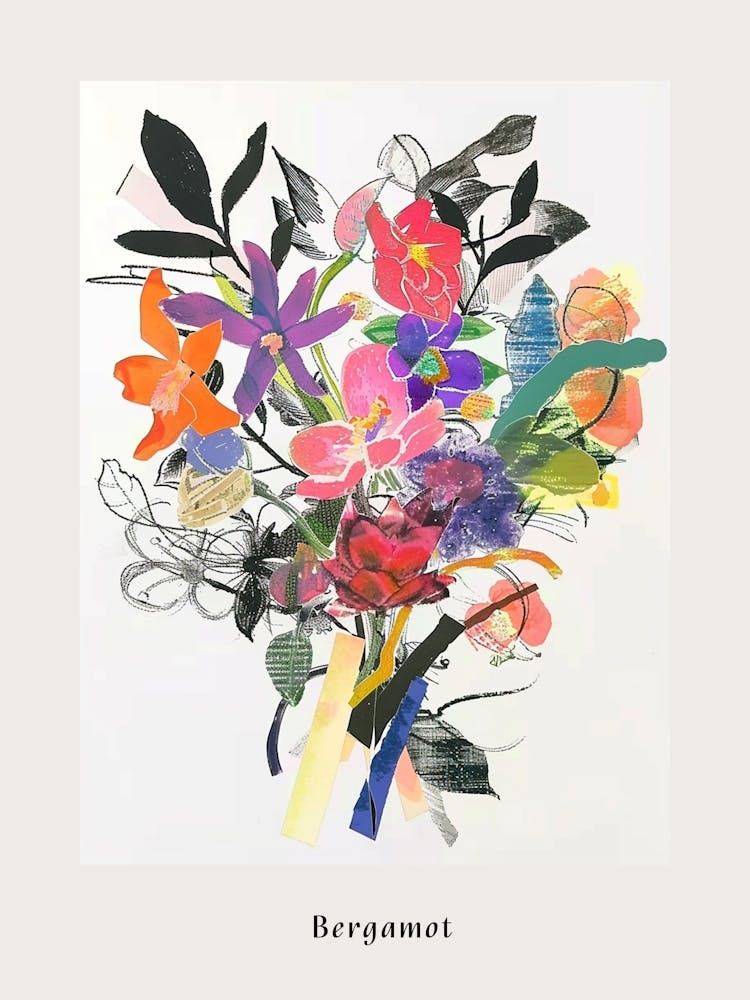 Bergamot 1 Collage Flower Bouquet Poster