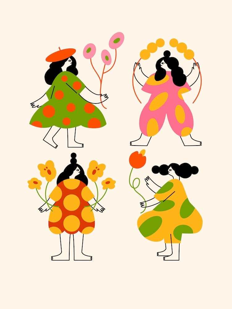 Abstract Women Flower Set 1