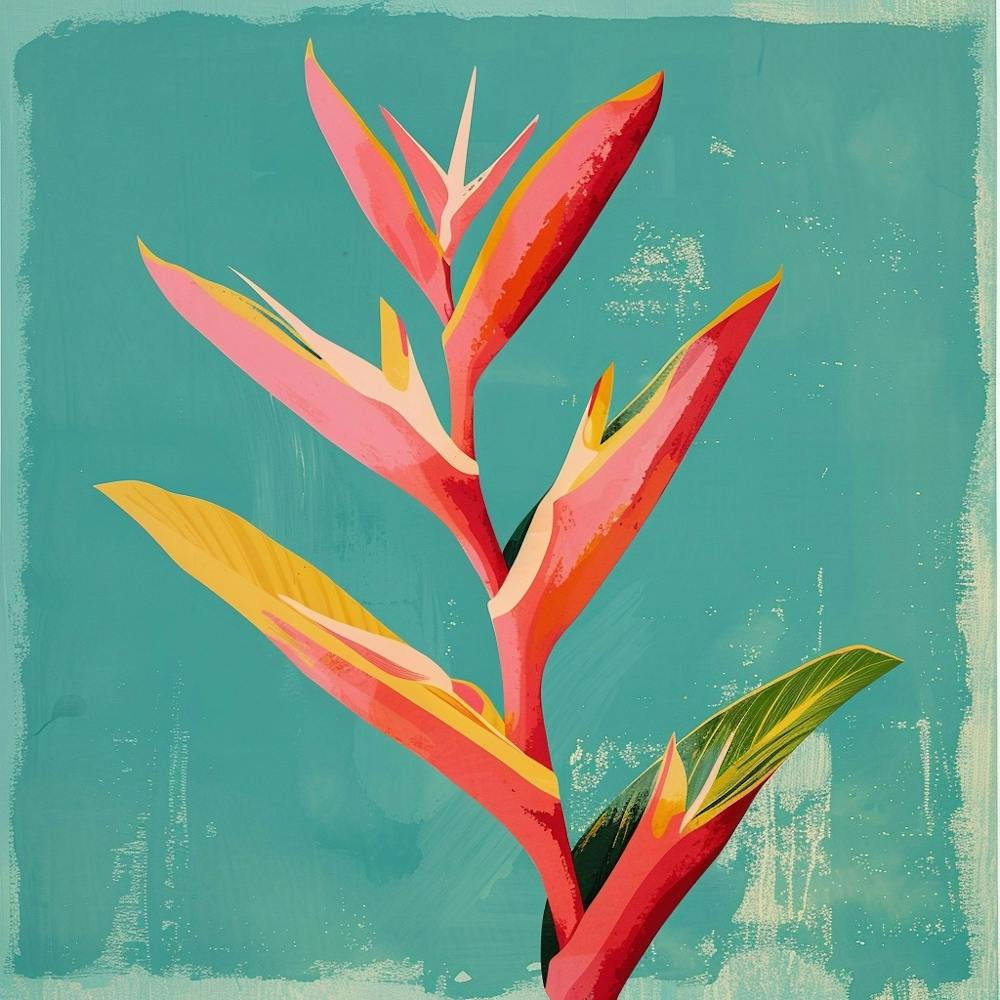 Heliconia 3 Square Flower Illustration