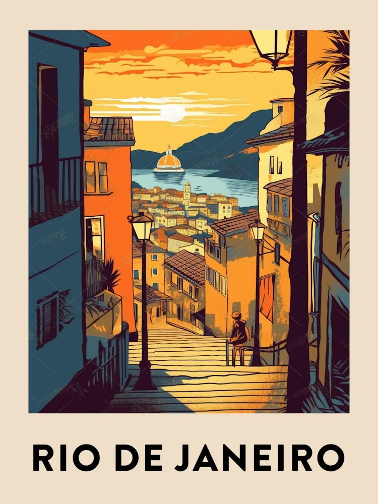 Rio De Janeiro 2 Vintage Travel Poster
