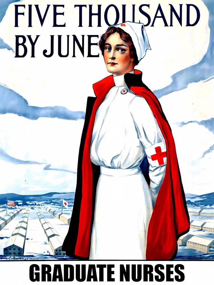 Infirmières Diplômées, Votre Pays a Besoin de Vous, Affiche de Propagande Vintage Seconde Guerre Mondiale