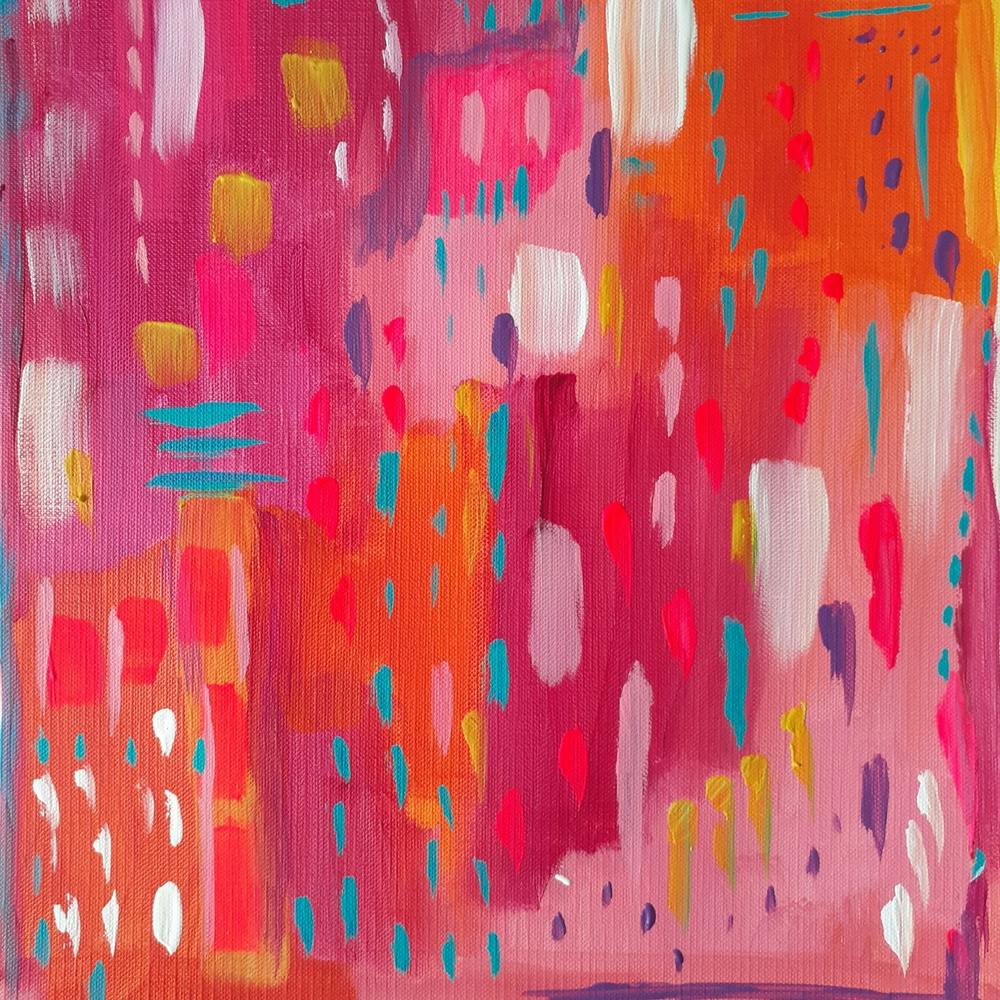 Pink and Orange Brushstrokes Abstract 