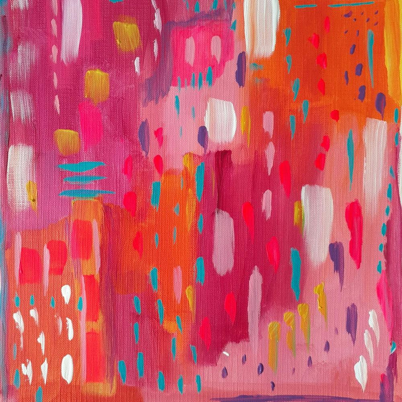 Pink and Orange Brushstrokes Abstract