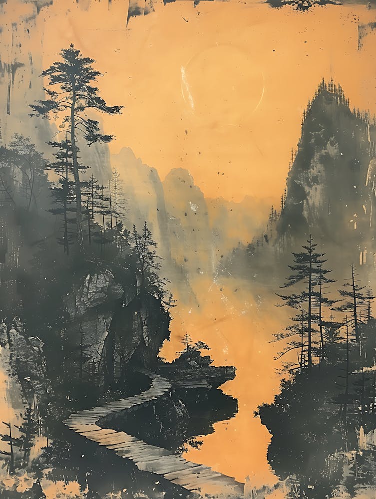 Antikes Chinesisches Landschaftsgemälde