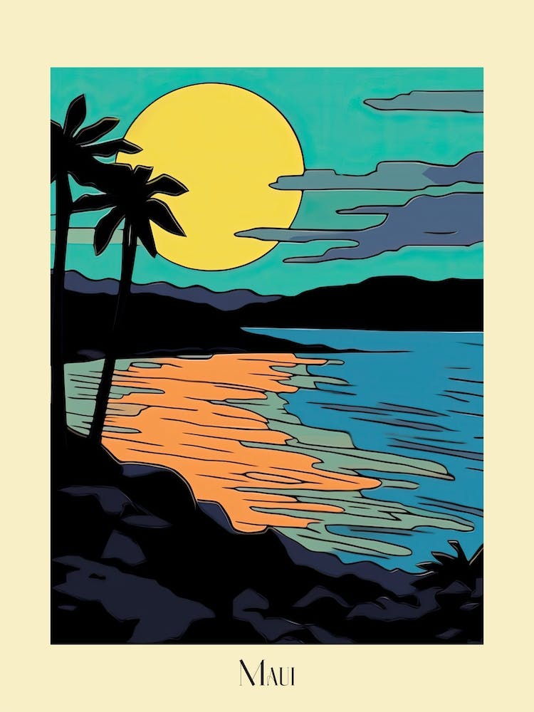 Poster Of Minimal Design Style Of Maui Hawaii, Usa 3