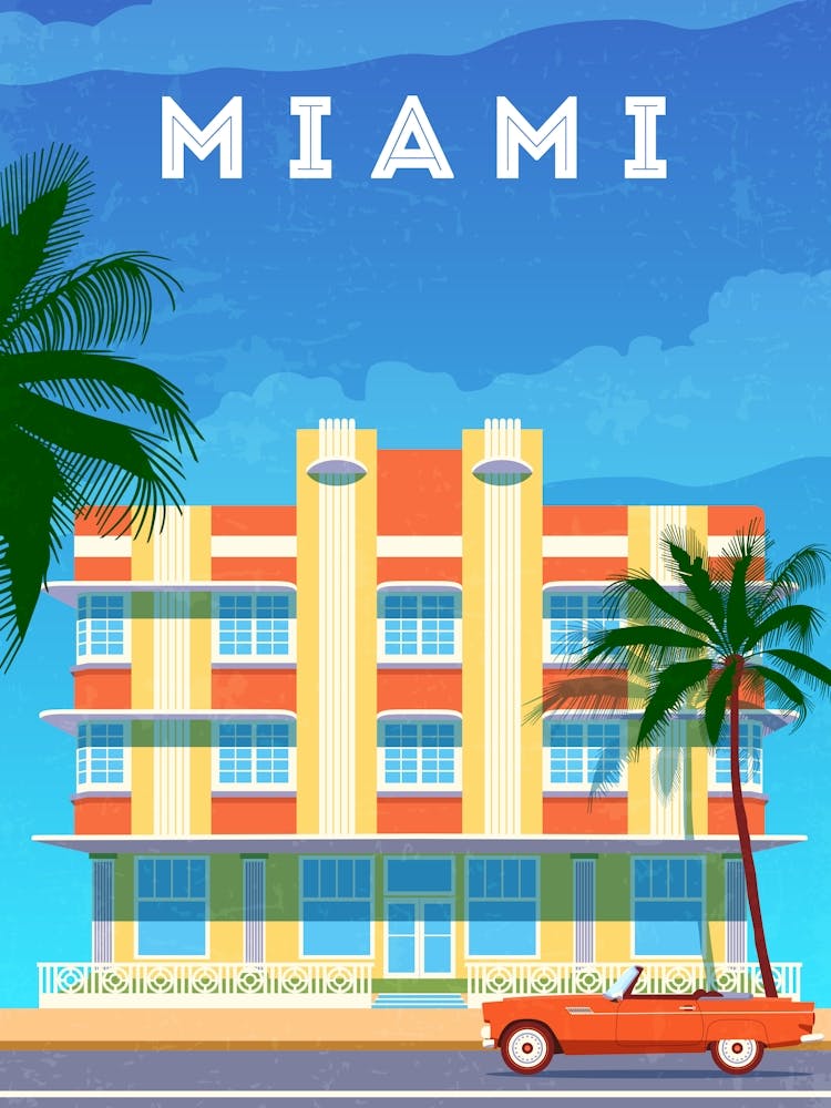 Miami, USA — Retro travel minimalist poster 1