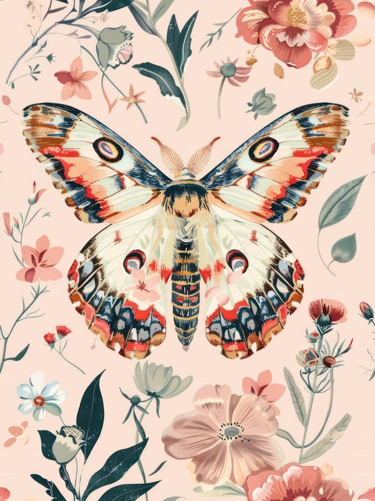 Pink Butterflies William Morris Style 10