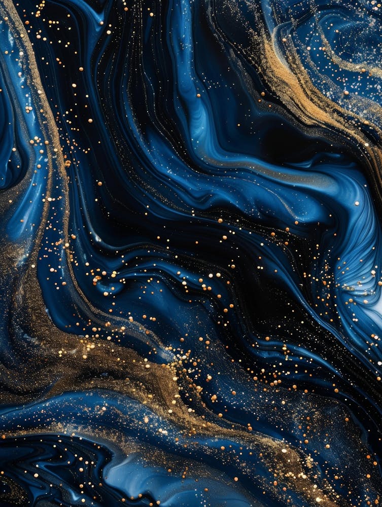 Abstract Blue And Gold Painting 3